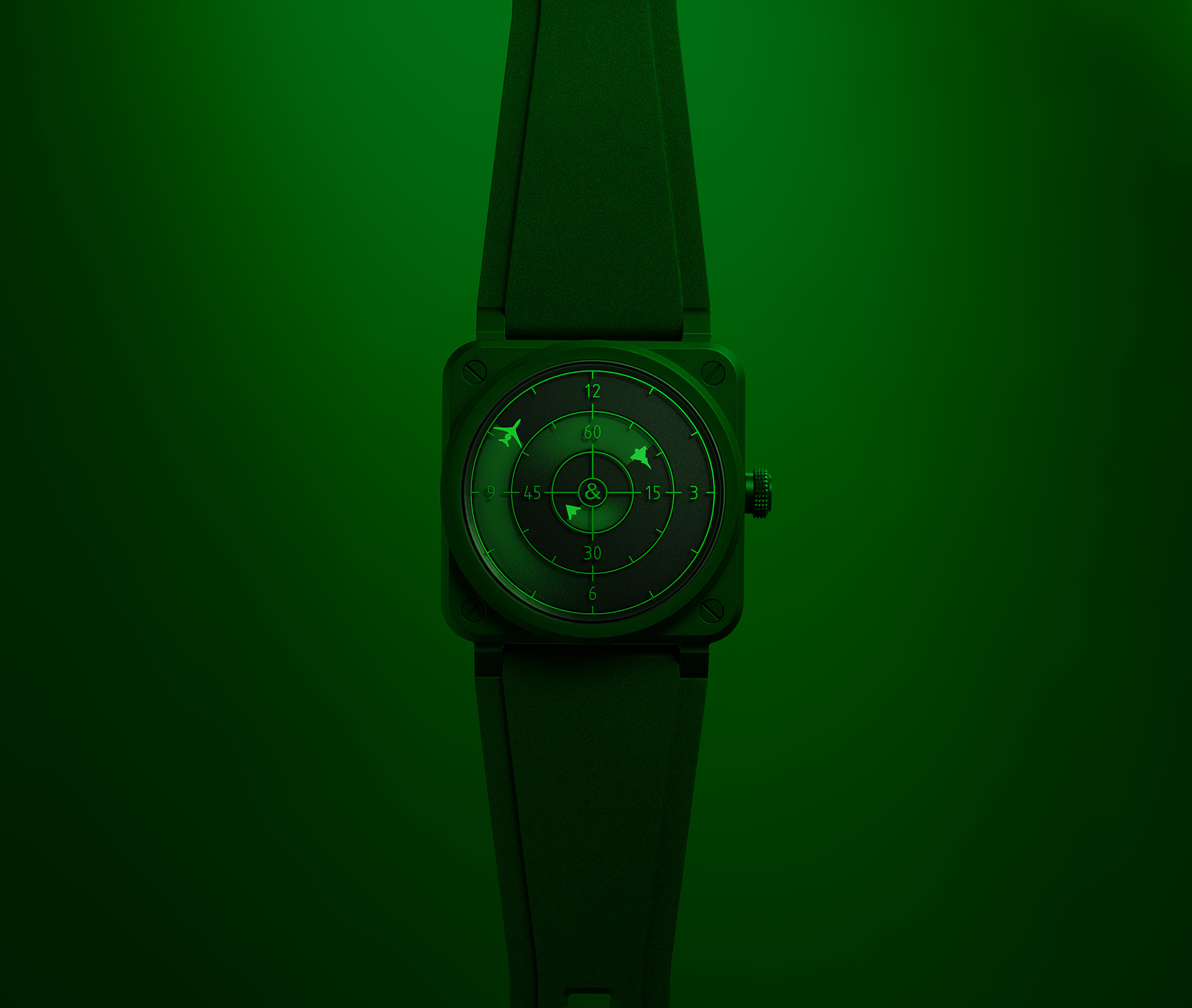 方寸間的空中監視螢幕！Bell & Ross 推出全新 BR-03 綠色雷達限量腕錶